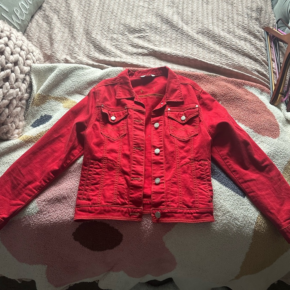 Cabi red denim jacket